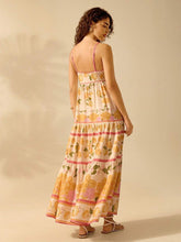 Yellow Floral A-line Backless Vacation Dress